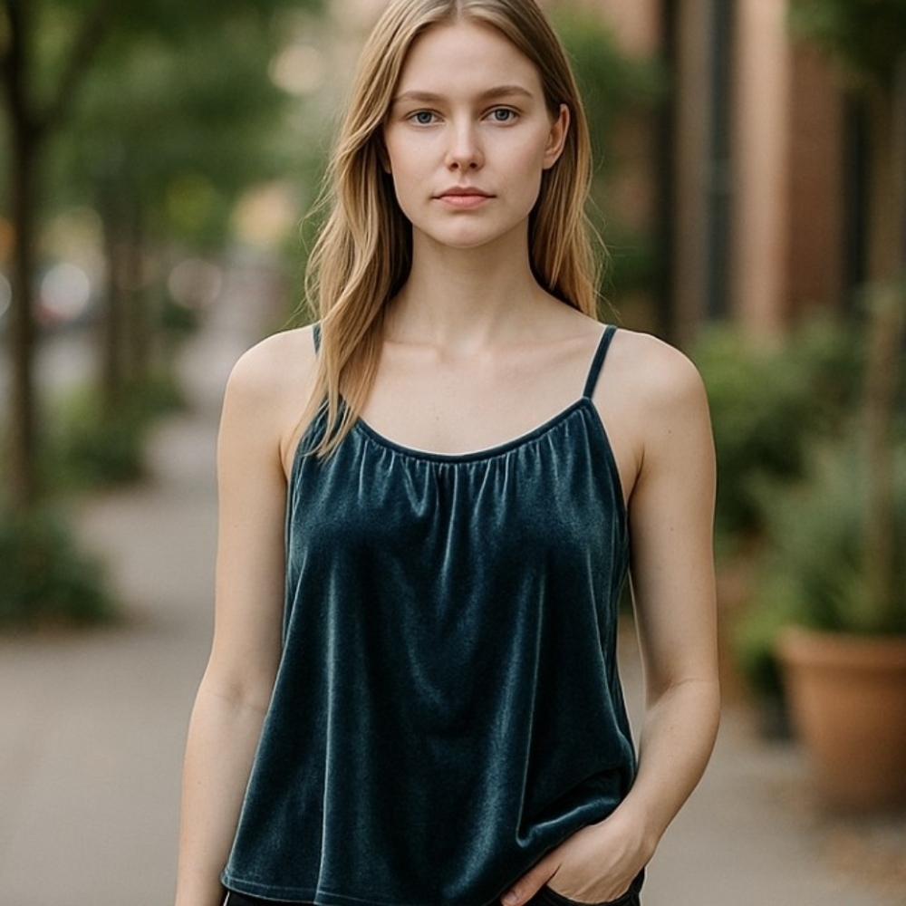 Old Navy, Luxurious Green Velvet  Top Teal. Size S